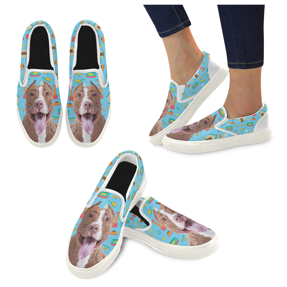 Pit bull White Women’s Slip-on Canvas Shoes