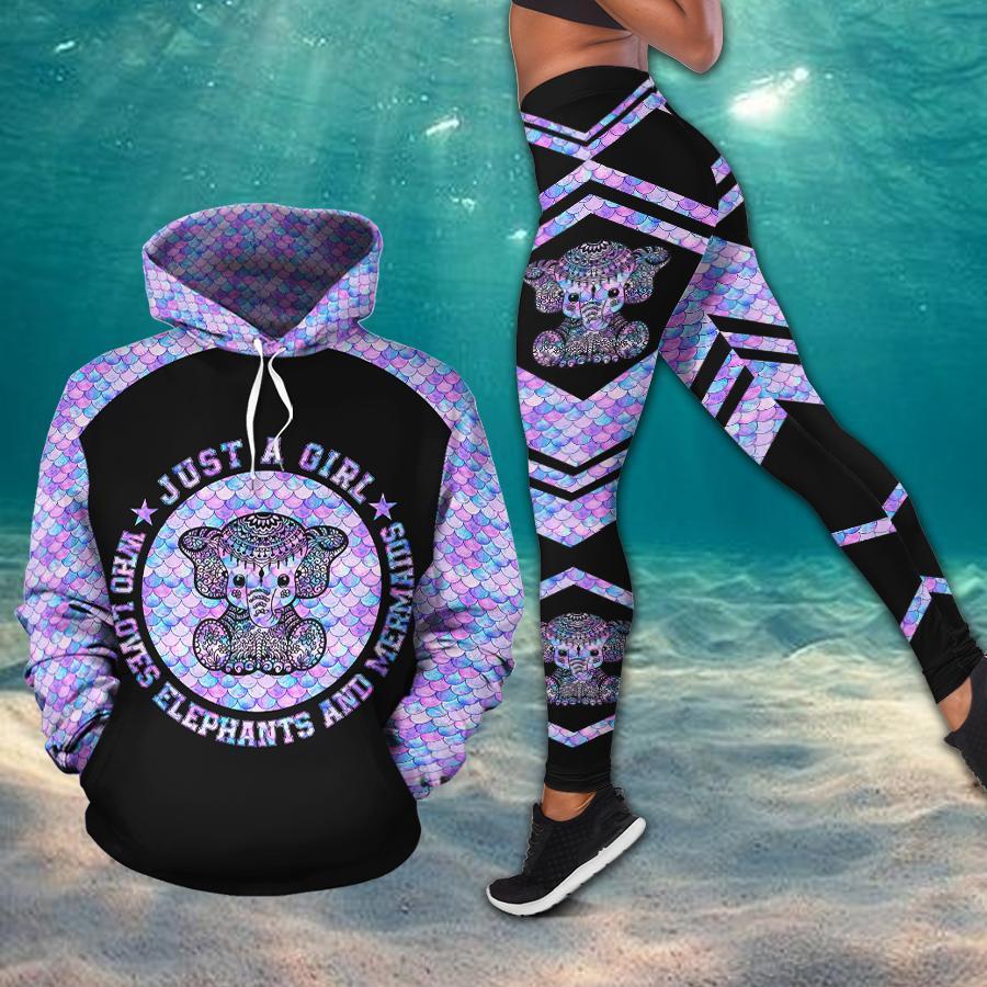 Love Elephant All Over Print Leggings Hoodie Set Outfit For Women | Hts1792