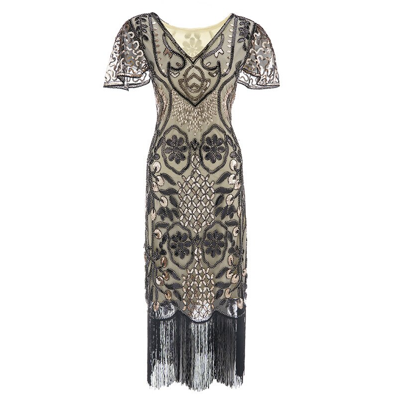 2022 Newest 1920s Flapper Roaring Plus Size 20s Great Gatsby Fringed Sequin Beaded Lady Dress alx