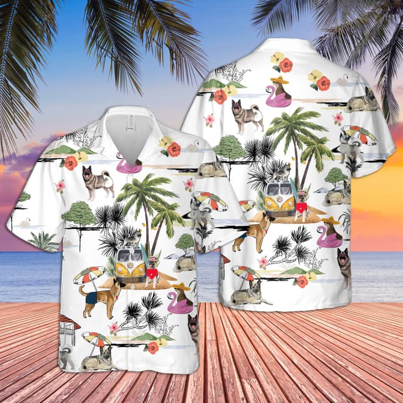 Unisex Norwegian Elkhound Beach Hawaiian Shirt