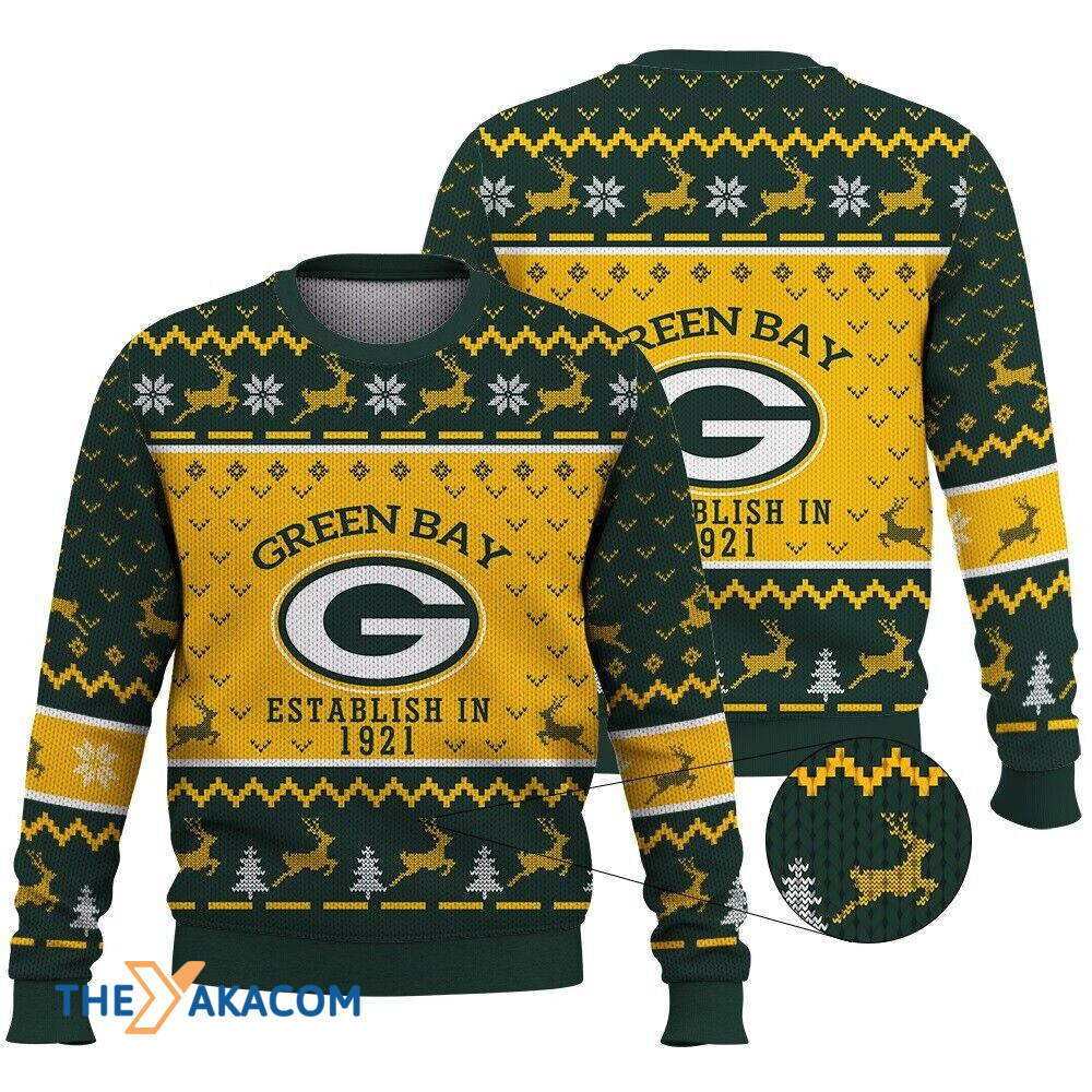 Green Bay Packers Establish In 1921 Gift For Fan Christmas Ugly Sweater