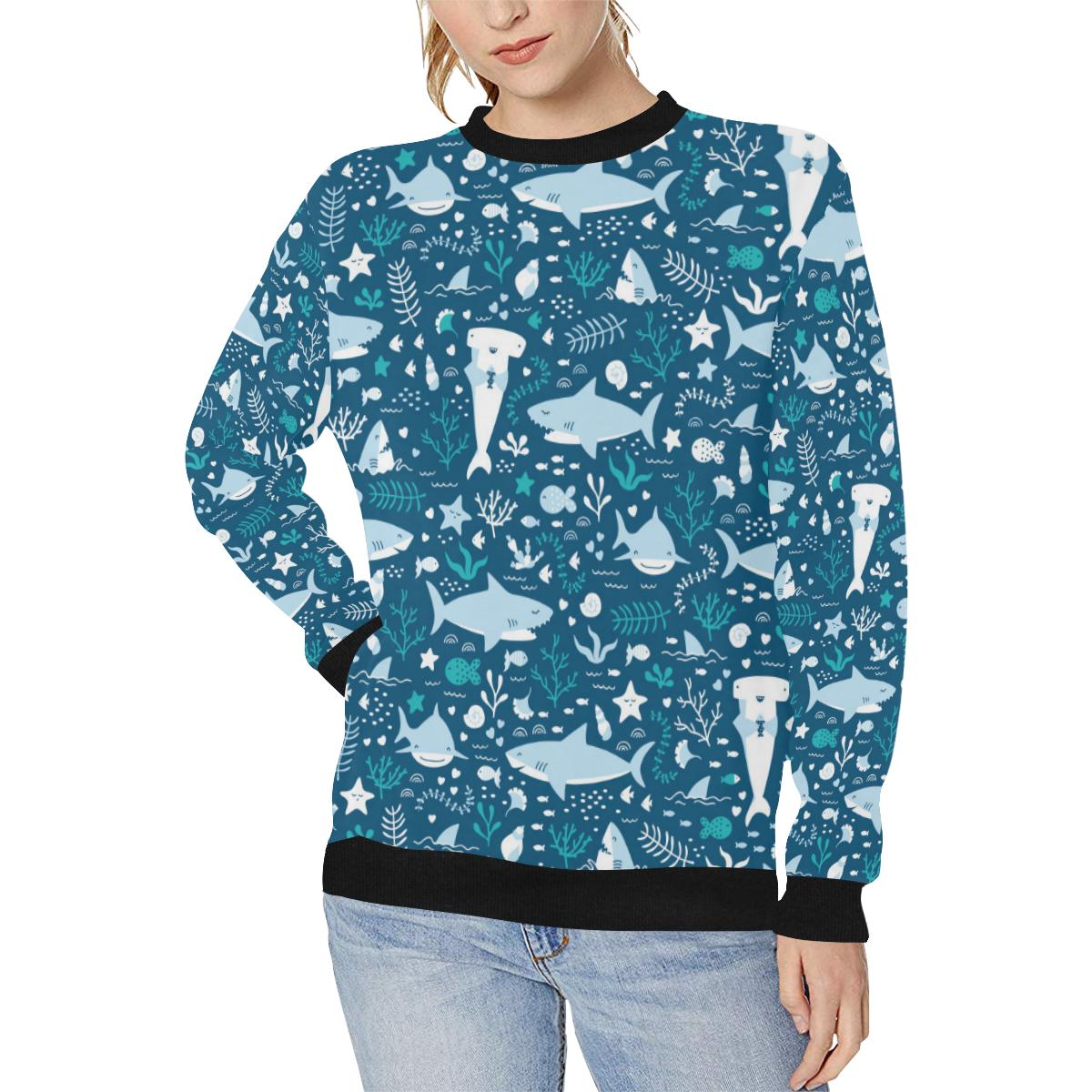 Cute shark pattern Women’s Crew Neck Sweatshirt