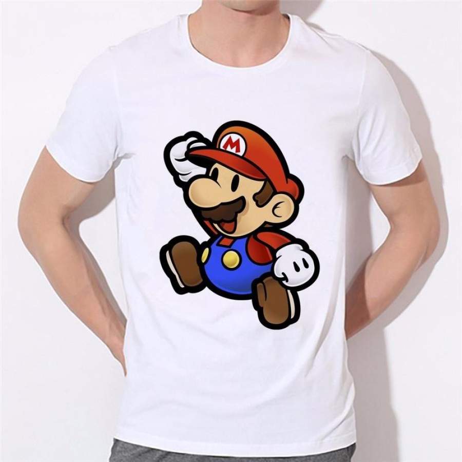 Newest Fashion Anime Grand Theft Mario Design Printed T Shirt Men Cartoon Super Mario T-Shirt High Quality Hipster Cool Tops Tee