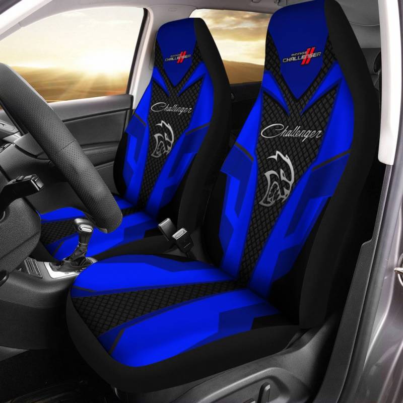 Dodge Challenger TDV Car Seat Cover (Set of 2) Ver 1 (Blue)