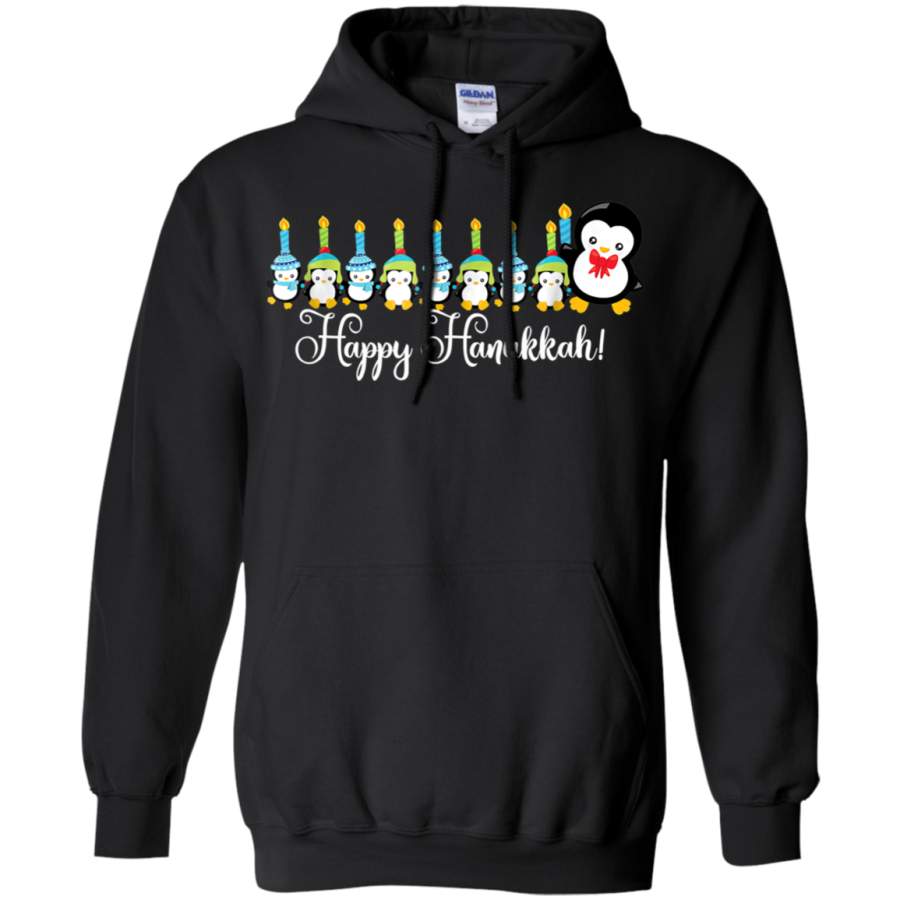 AGR Happy Hanukkah Penguins Menorah Funny Christmas T-Shirt G185 Gildan Pullover Hoodie 8 oz.