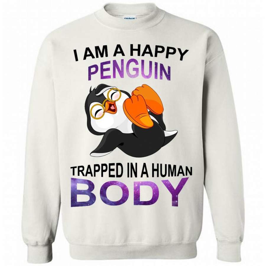 I Am A Happy Penguin Trapped In A Human Body (W) – Gildan Crewneck Sweatshirt