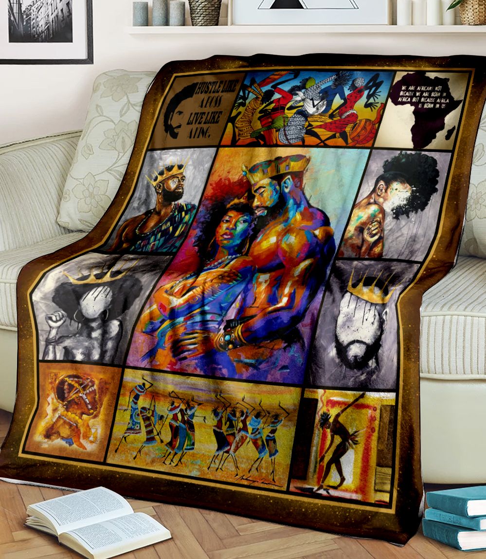 Black King And Queen African Culture Crown Fleece Blanket