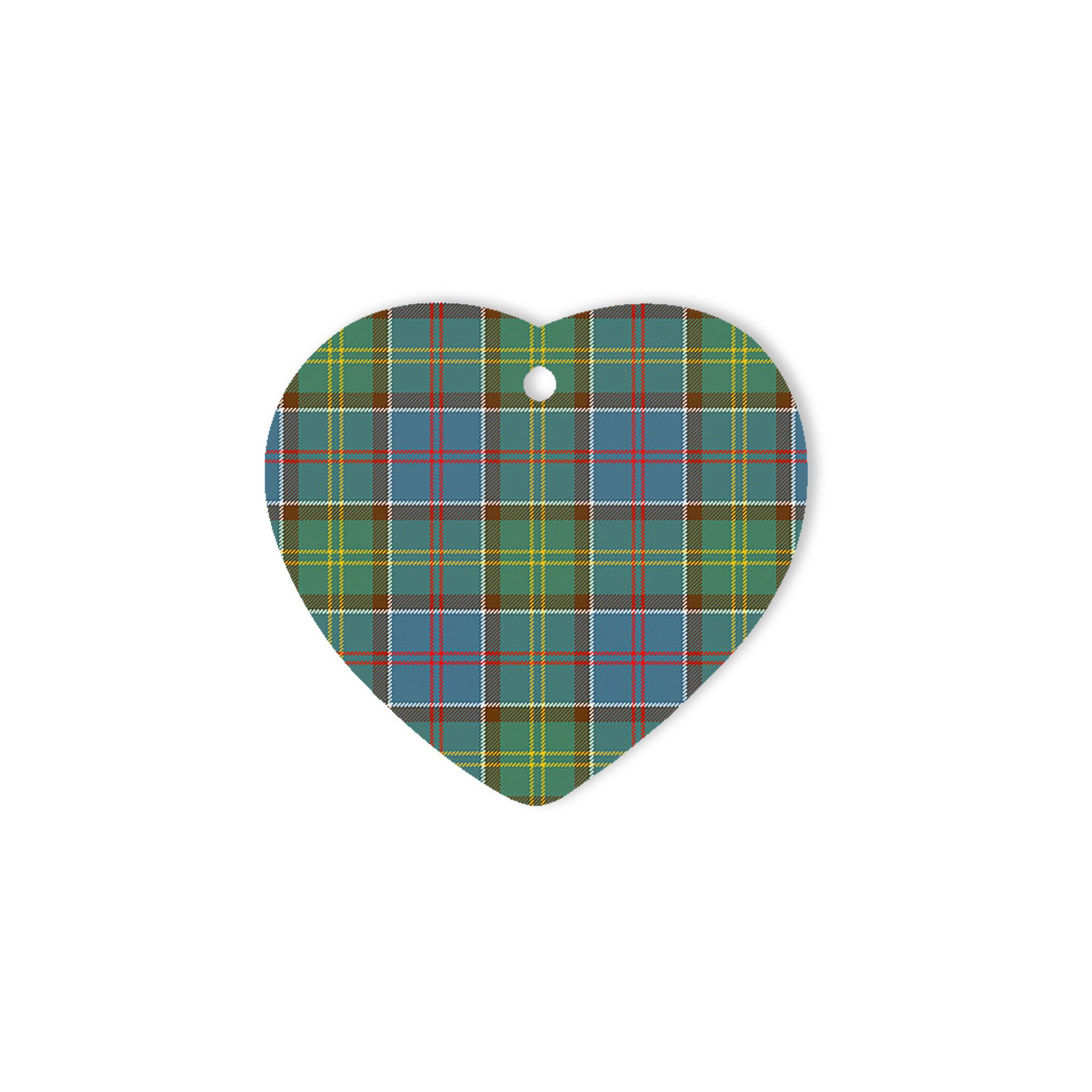 Whitelaw Ancient Tartan Heart Ornaments, Christmas Tree Ornament, Plaid Christmas Ornaments, Ceramic Heart Christmas Tree Decoration