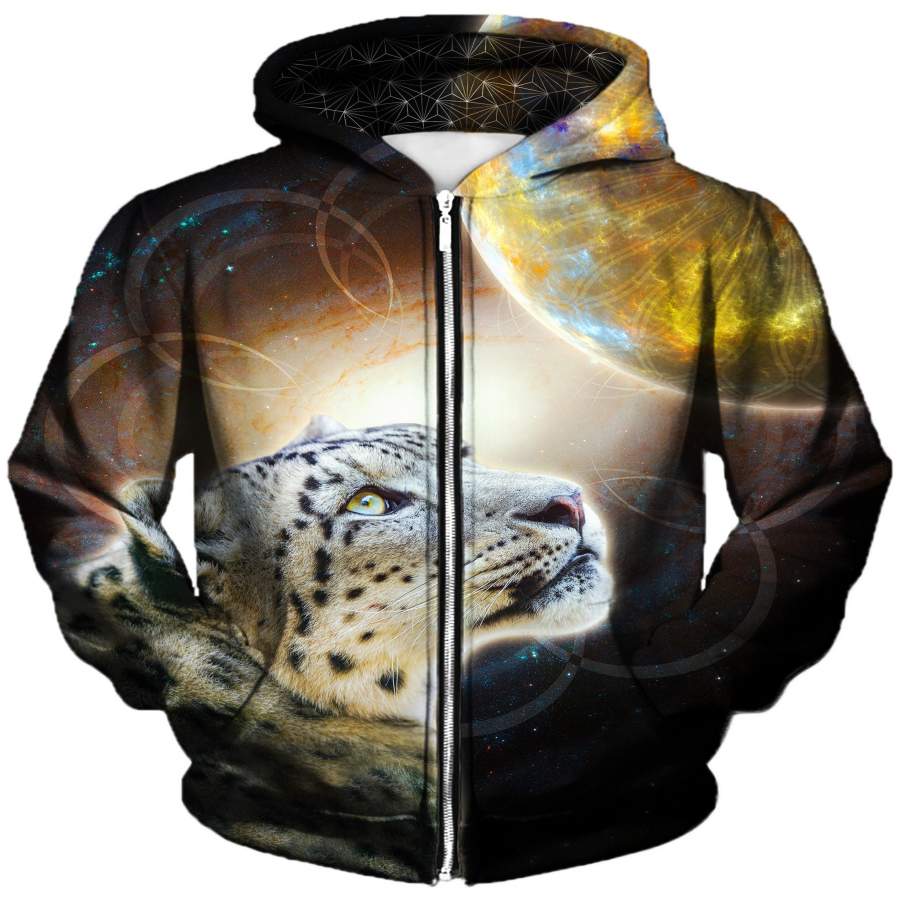 Sky Leopard Unisex Zip-Up Hoodie