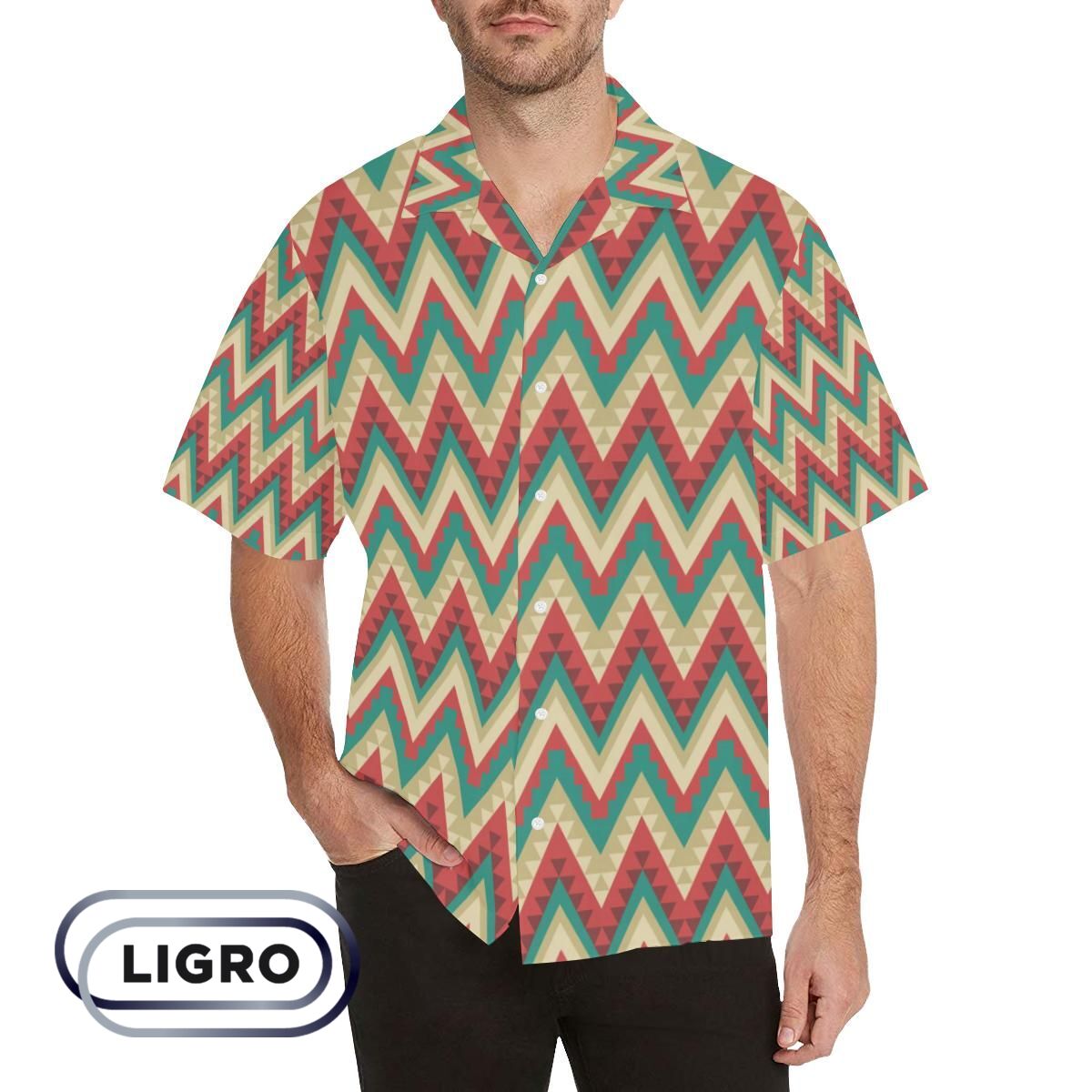 Zigzag Chevron Pattern Mens All Over Print Hawaiian Shirt