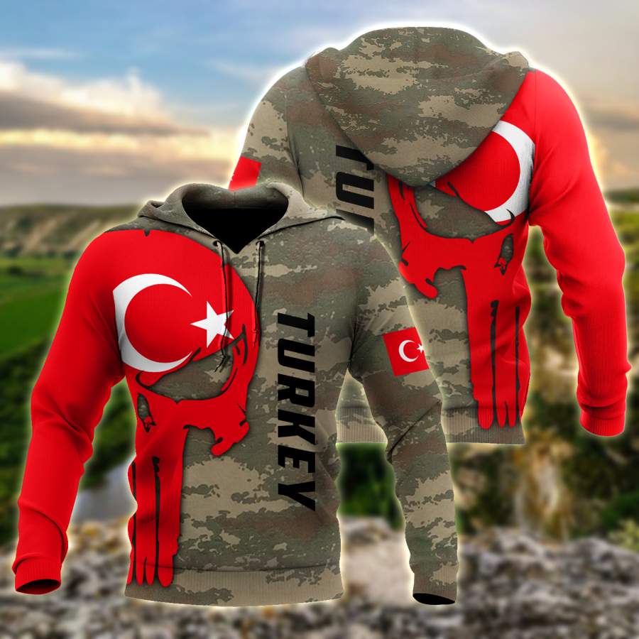 Turkey Skull Flag Camo Style 3D All Over Printed Hoodie Shirt Limited by SUN QB06232006