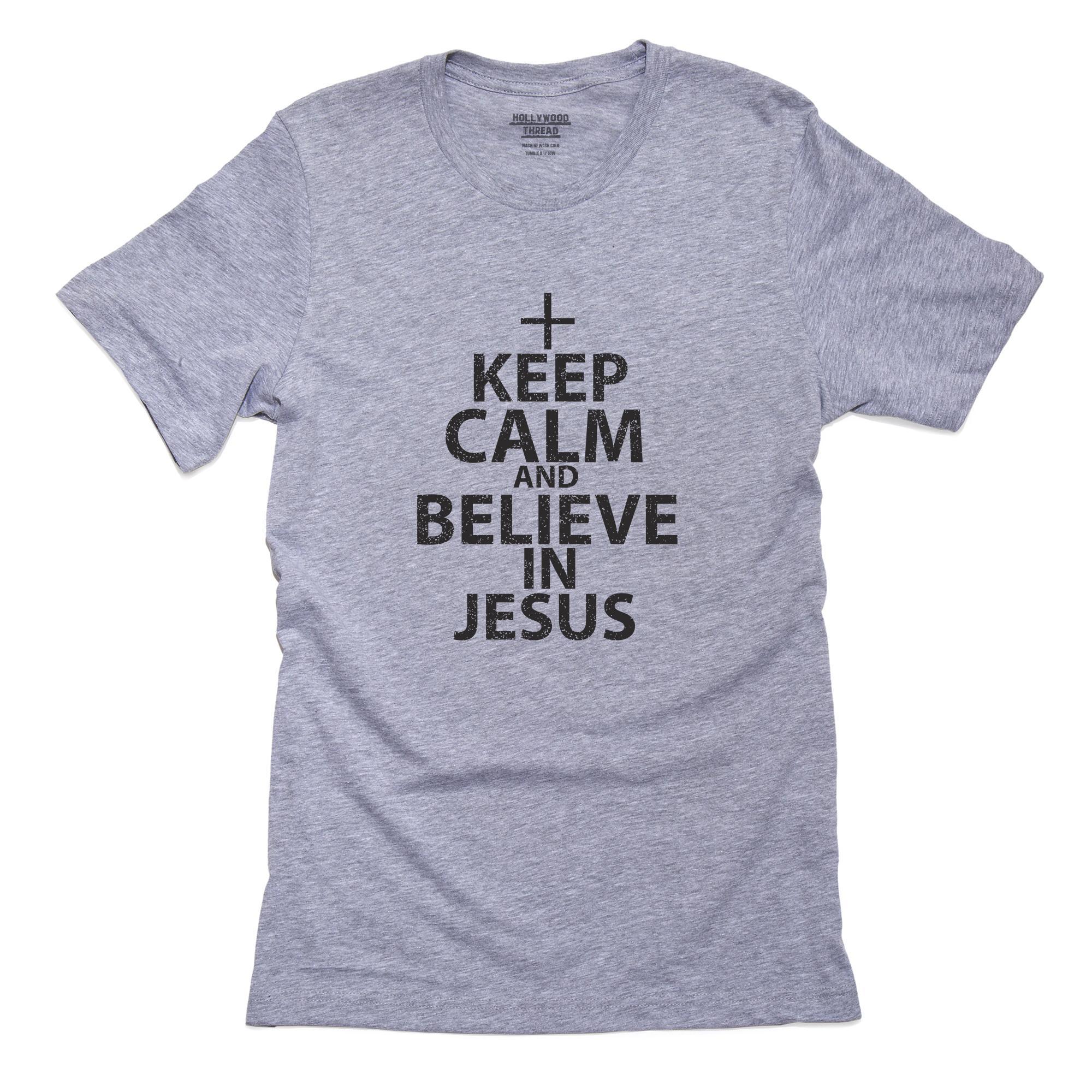 Keep Calm And Believe In Jesus Christian Graphic T-Shirt, Framed Print, Pillow, Golf Towel