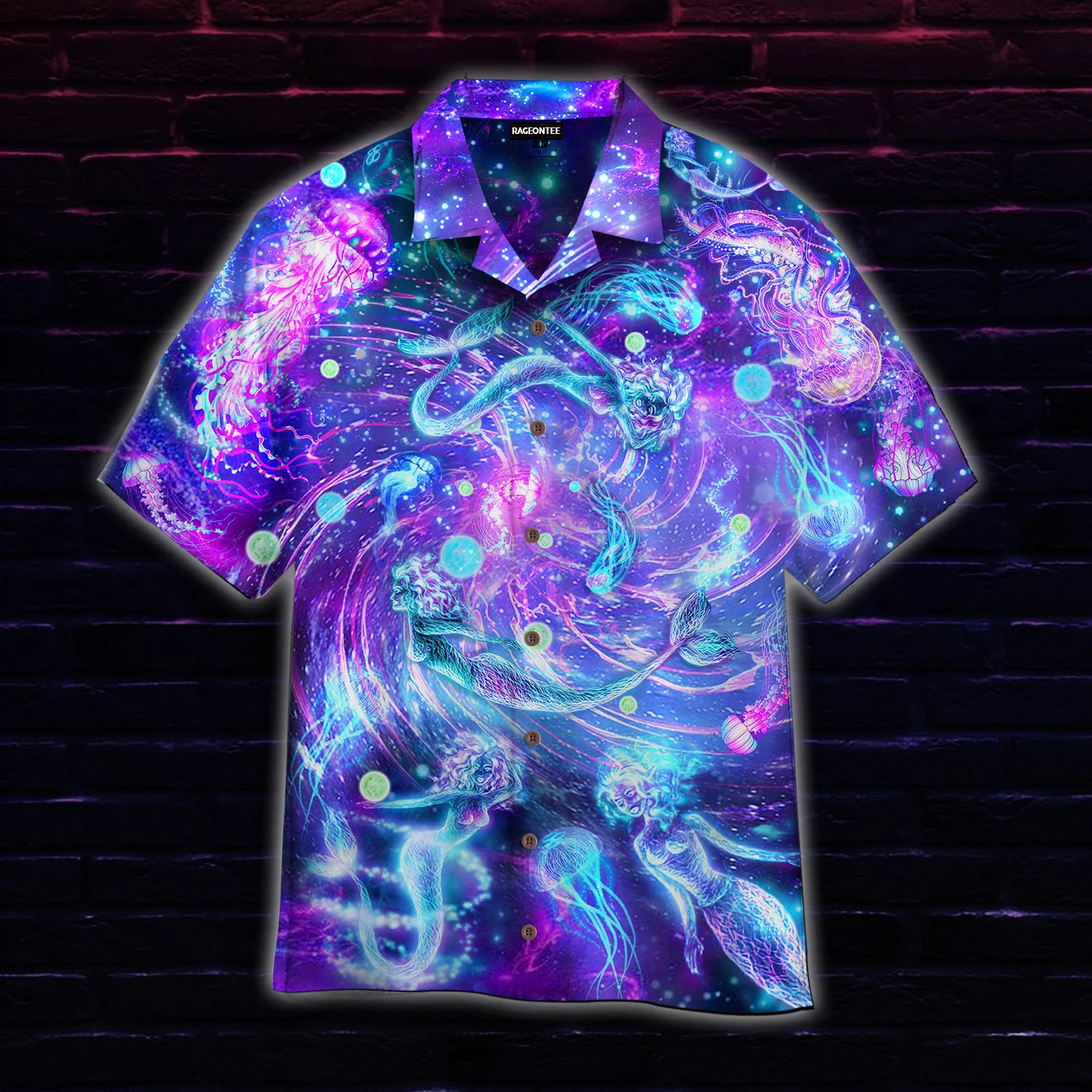 Fantasy Mermaid And Neon Jellyfish Hawaii Shirt Unisex Adult Ha98134