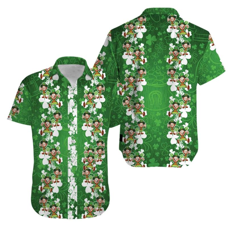 Hawaii Aloha Shirts Irish St Day Leprechaun Shamrock Ha61114