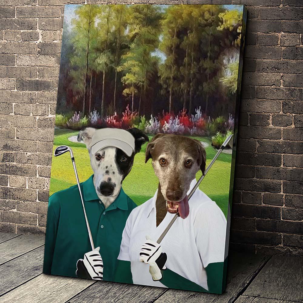 The Golf Couple, Pet, Dog, Cat Personalized Photo Upload Yourself, Relatives Custom Canvas, Poster Wall Art