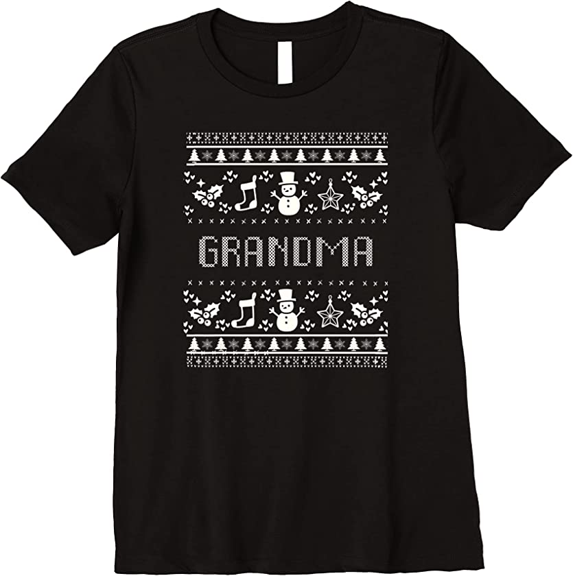 Womens Grandma Ugly Christmas Sweater Style Grandma Ugly Christmas Premium T-Shirt