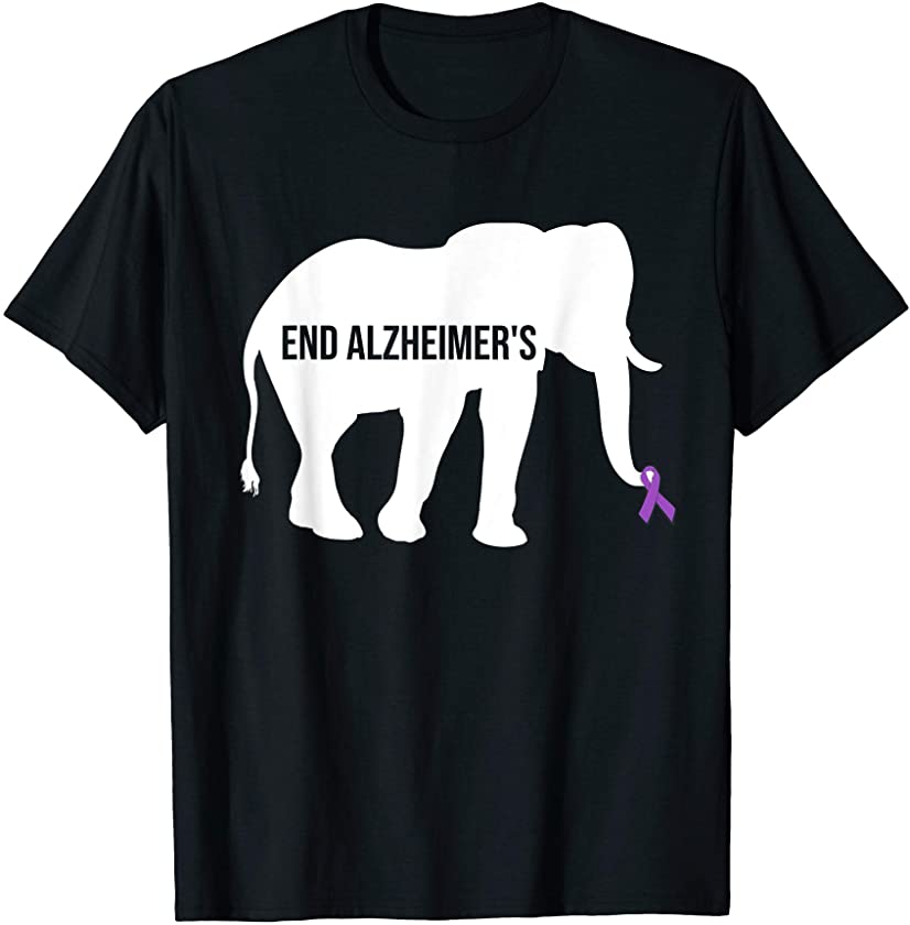 End Alzheimers Awareness Elephant Dementia Purple T-Shirt