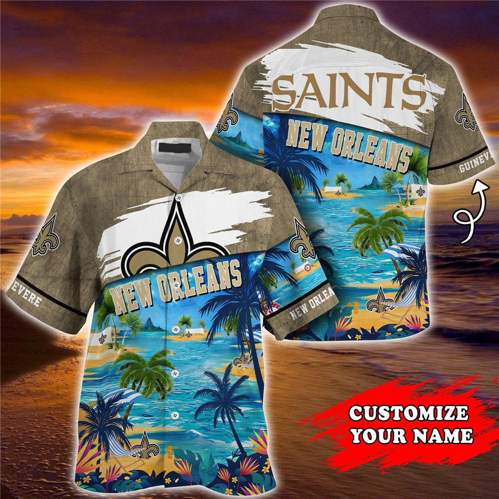 Men’S New Orleans Saints Hawaiian Shirt Paradise Floral