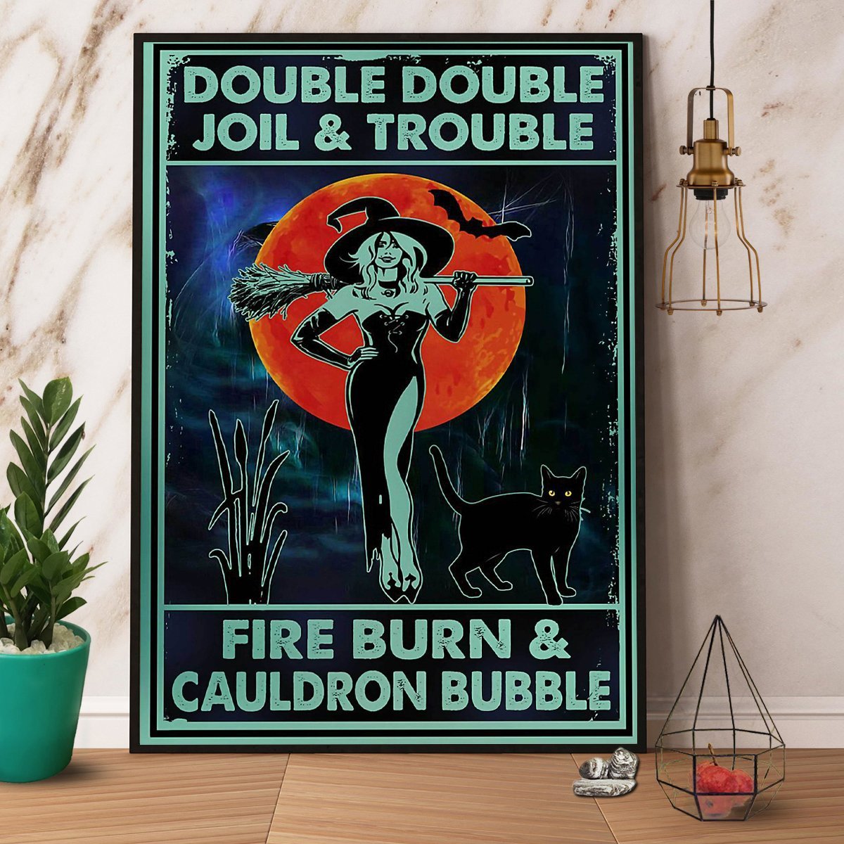 Witch Double Double Joil And Trouble Fire Burn Halloween Gift Paper Poster No Frame  Matte Canvas Wall Decor