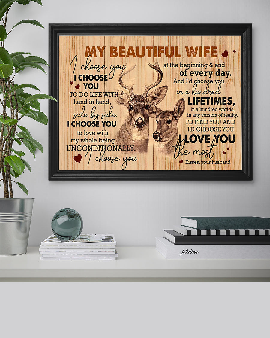 Love Poster – To My Wife Poster – Deer Couple Side By Side – Anniversary Gift Poster 131