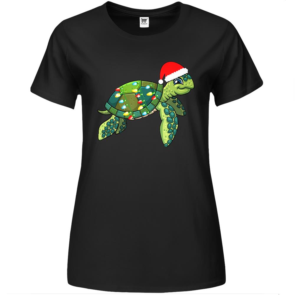 Christmas Sea Turtle With Santa Hat Holiday Cute Gift Pajama Premium Womens T Shirts