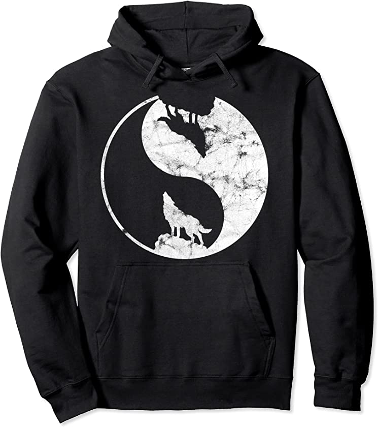 Yin Yang Wolf Gift for Wolf Lovers & Animal Fans Pullover Hoodie