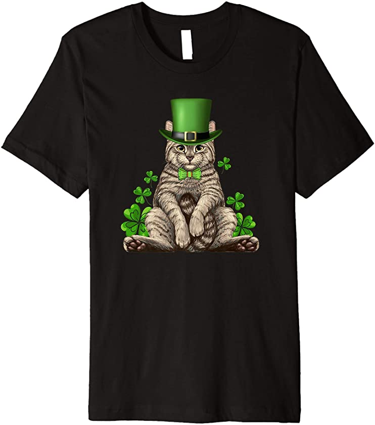 Cat Leprechaun T-Shirt St. Patricks Day Kitty Kitten Gift Premium T-Shirt