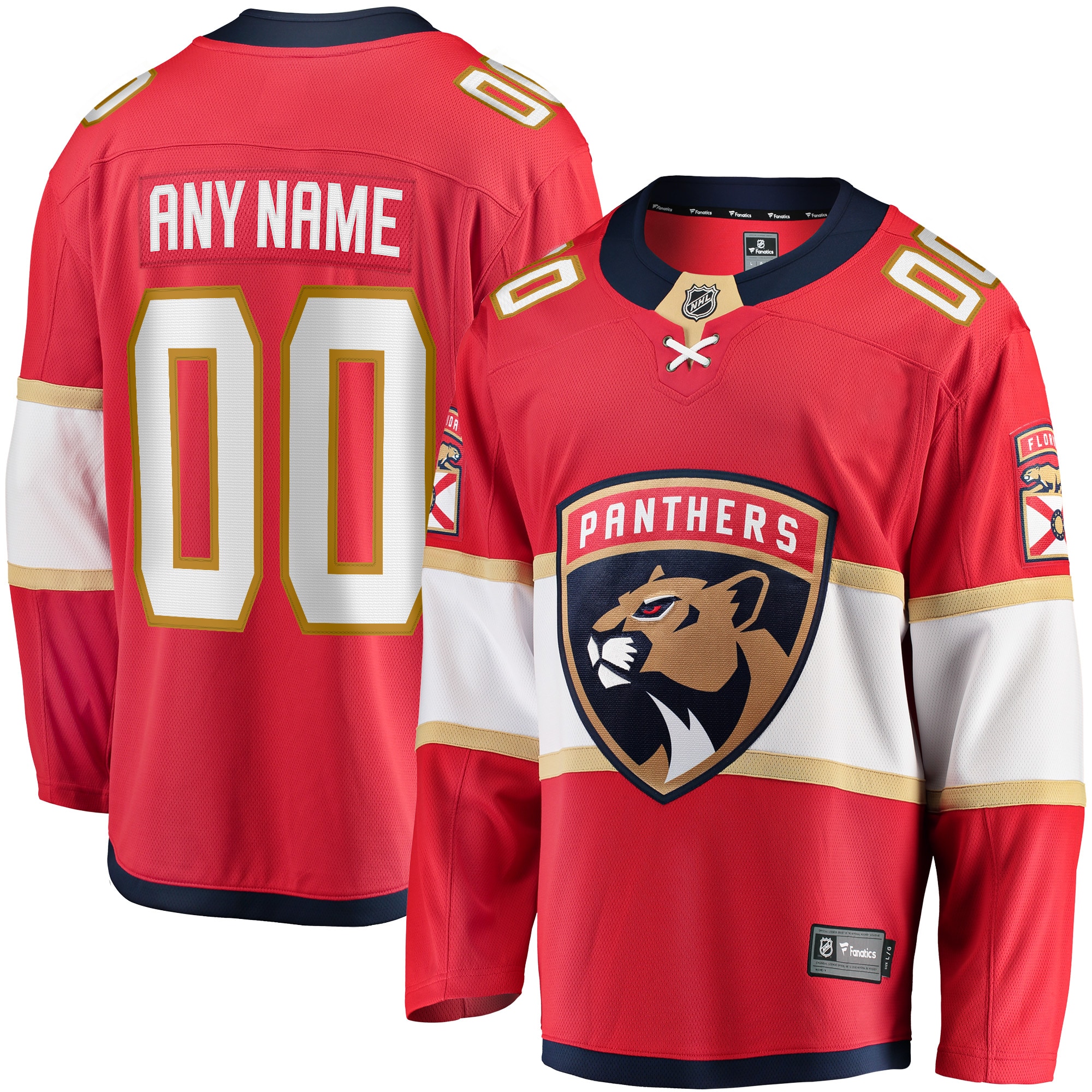 Florida Panthers Branded Home Breakaway Custom Jersey – Red