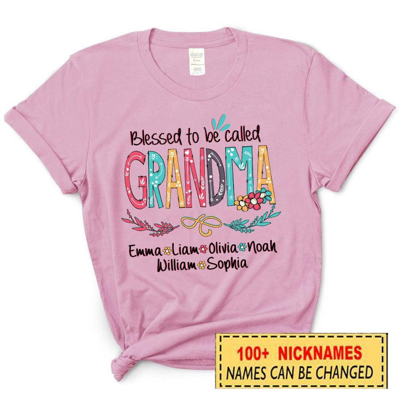 Personalized Custom “Blessed To Be Called Grandma” Mommy, Nana, Auntie T-Shirt