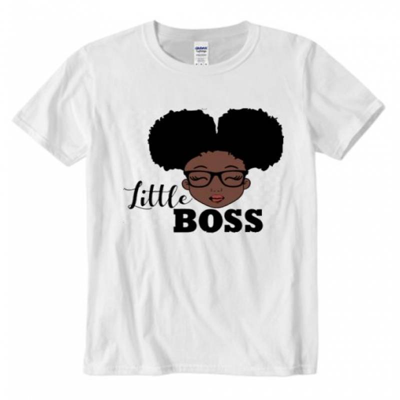 African American Black Girl Little Boss Afro Puffs T-Shirt