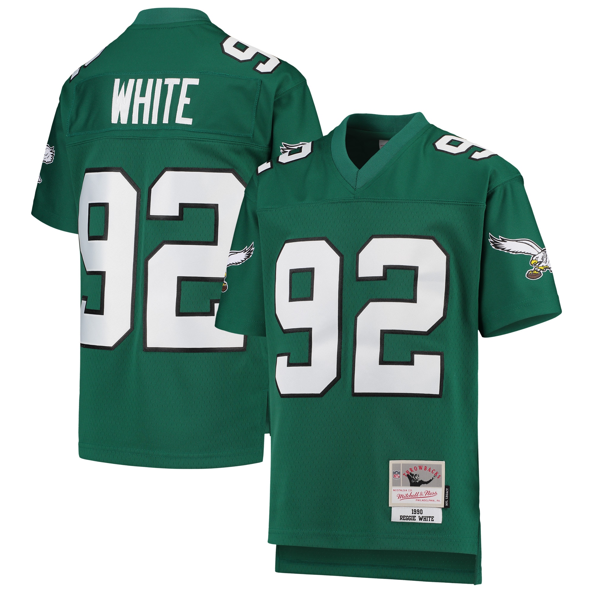 Reggie White Philadelphia Eagles Mitchell & Ness Youth 1990 Legacy Retired Player Jersey – Green