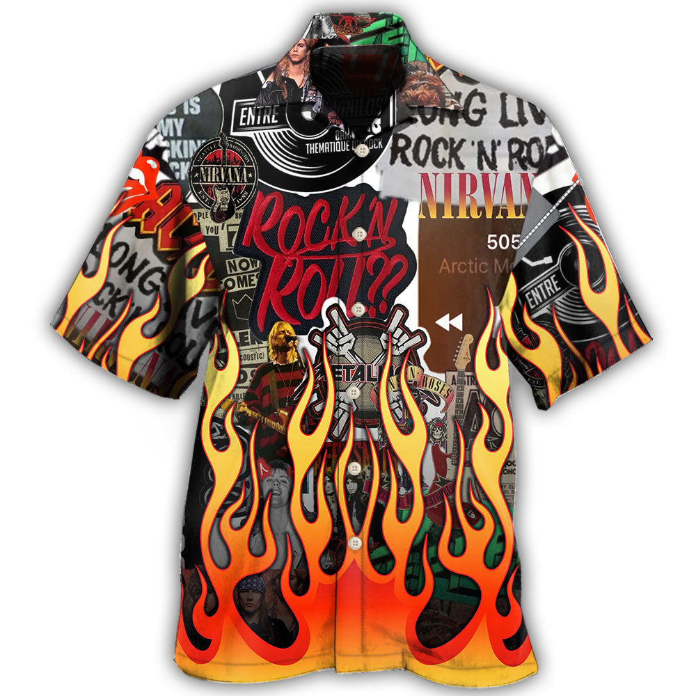 Rock Music Red Flame Hawaii Shirt Ha70598