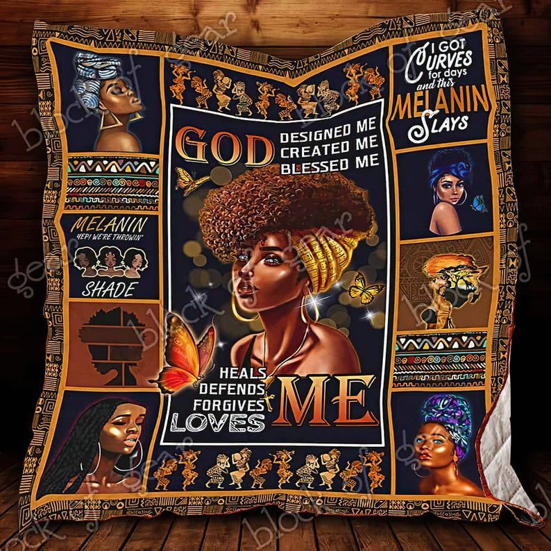 Black Women Melanin Queen I Got Curves For Days And This Melanin Slays Quilt Blanket