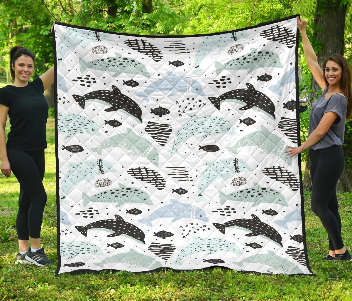 Cute Dolphins Childish Style Pattern Premium Quilt