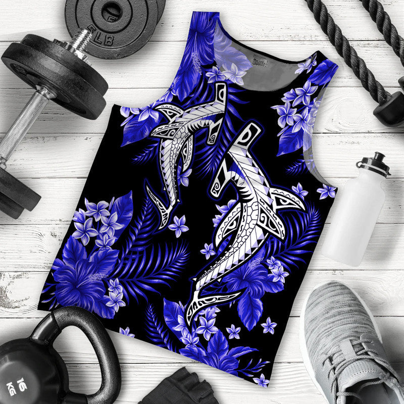 Hawaiian Summer Colorful Shark Men Tank Top Dark Blue Ha28526