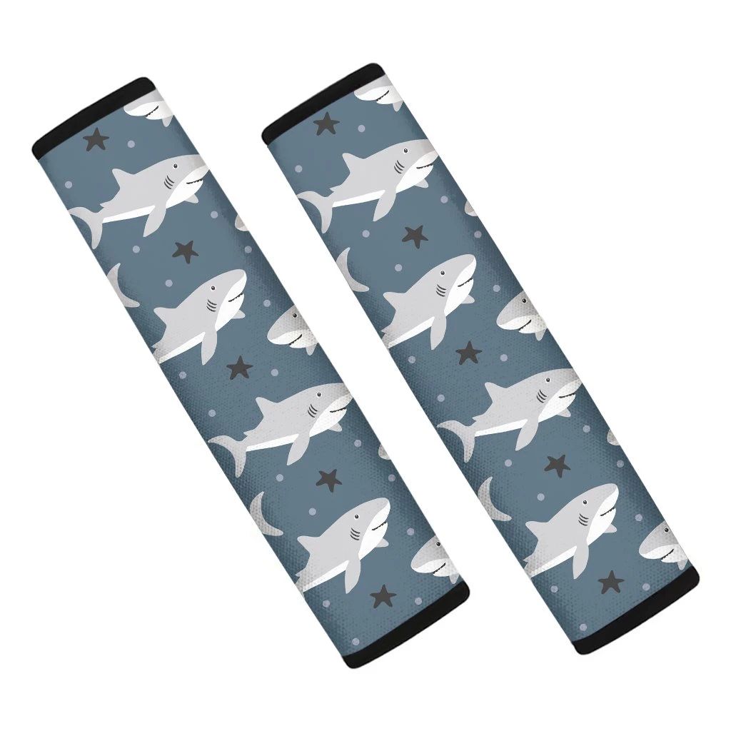 Cute White Shark Pattern Print Car Seat Belt Covers