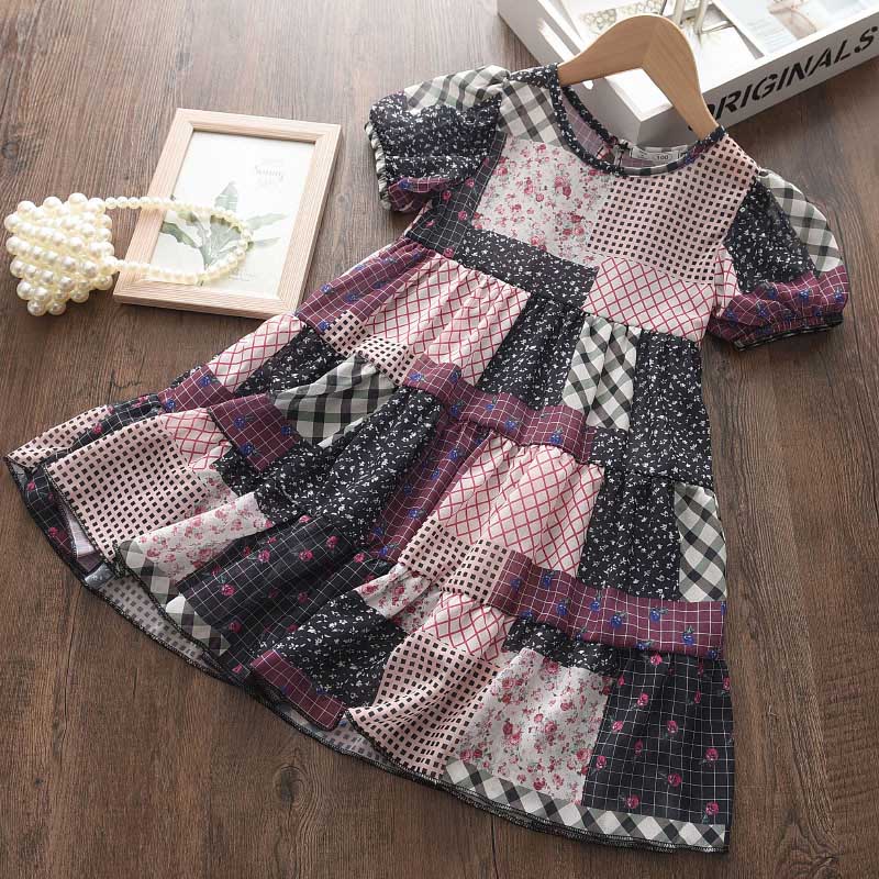 Bear Leader Floral Girls Dress Color Block Girls Clothes Children Clothing Summer Kids Dresses for Baby Girls Casual Dress 3 7T alx