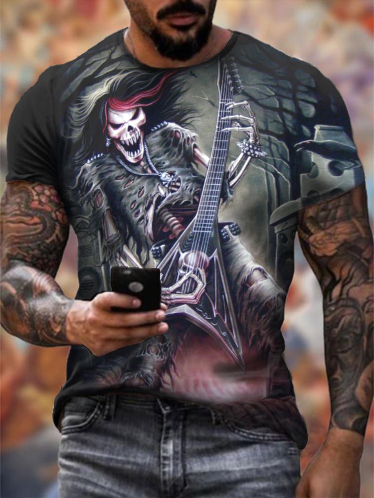 Mens Retro Skull Print T-Shirt