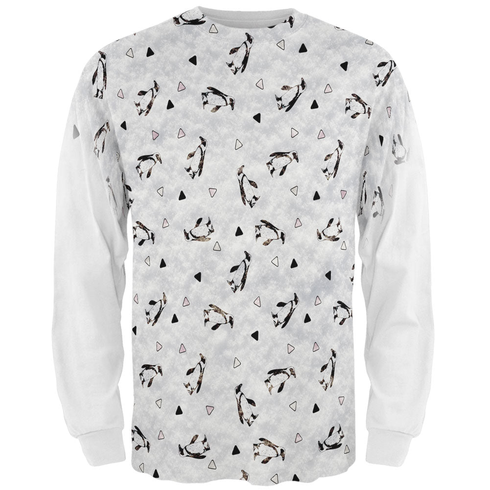 Old Glory Retro Penguin Pattern All Over Mens Long Sleeve T Shirt