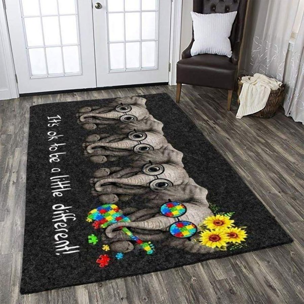 Autism Awareness Elephant Rectangle Rug 26