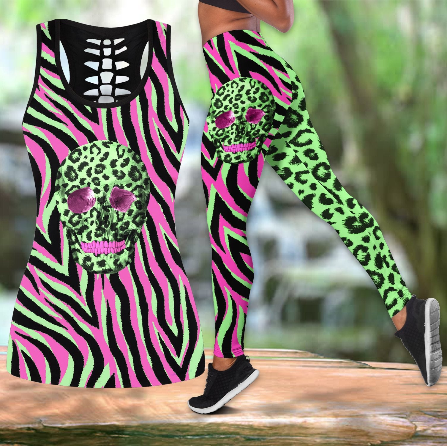 Skull Animal Print Tanktop- Legging Set Sk-Tls01-Q257S02