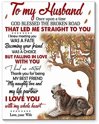 Wife To Husband That God Blessed The Broken Road Led Me Straight To You Canvas Print Decor Bedroom, Living Room Home Decor Wall Art Awesome Perfect Birthday, Wedding, Housewarming Gift Deluxe 1.5In