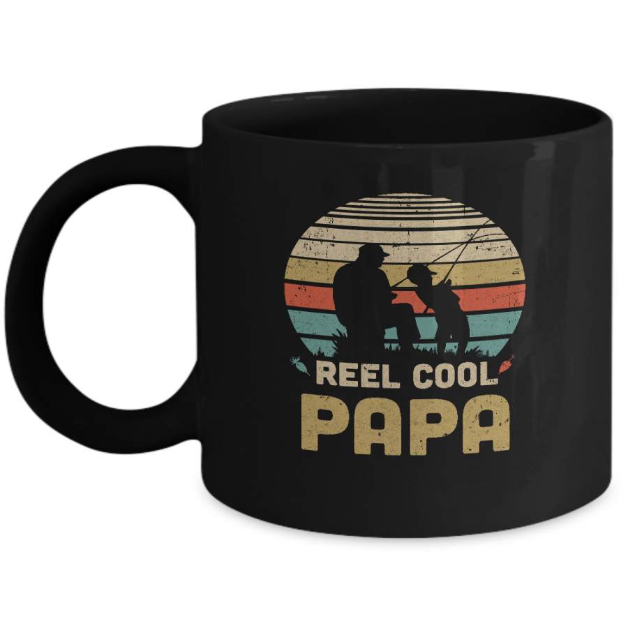 Vintage Father’s Day Gift Reel Cool Papa Fishing Mug