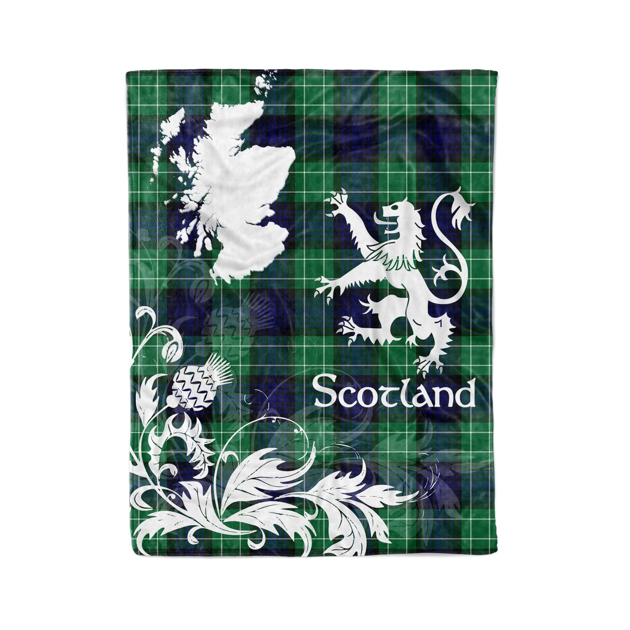 Tartan Plaid Fleece Blanket Tartan Blanket Thistle And Lion Scottish Clan Abercrombie Plaid Blanket