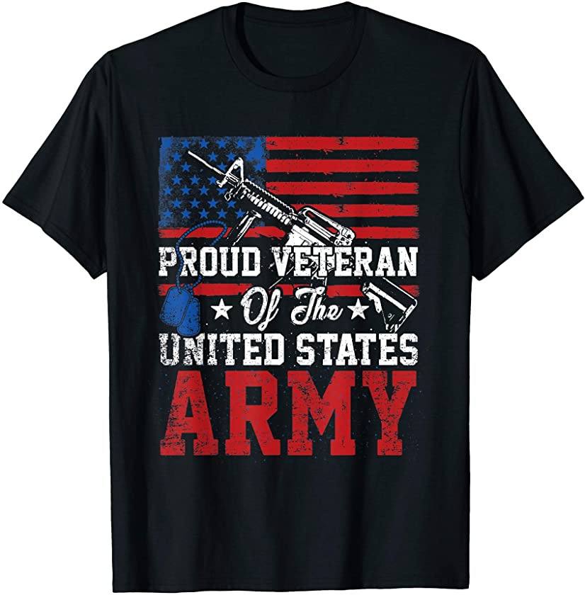 Vintage Veterans Army American US Flag Proud Veteran of Army T-Shirt