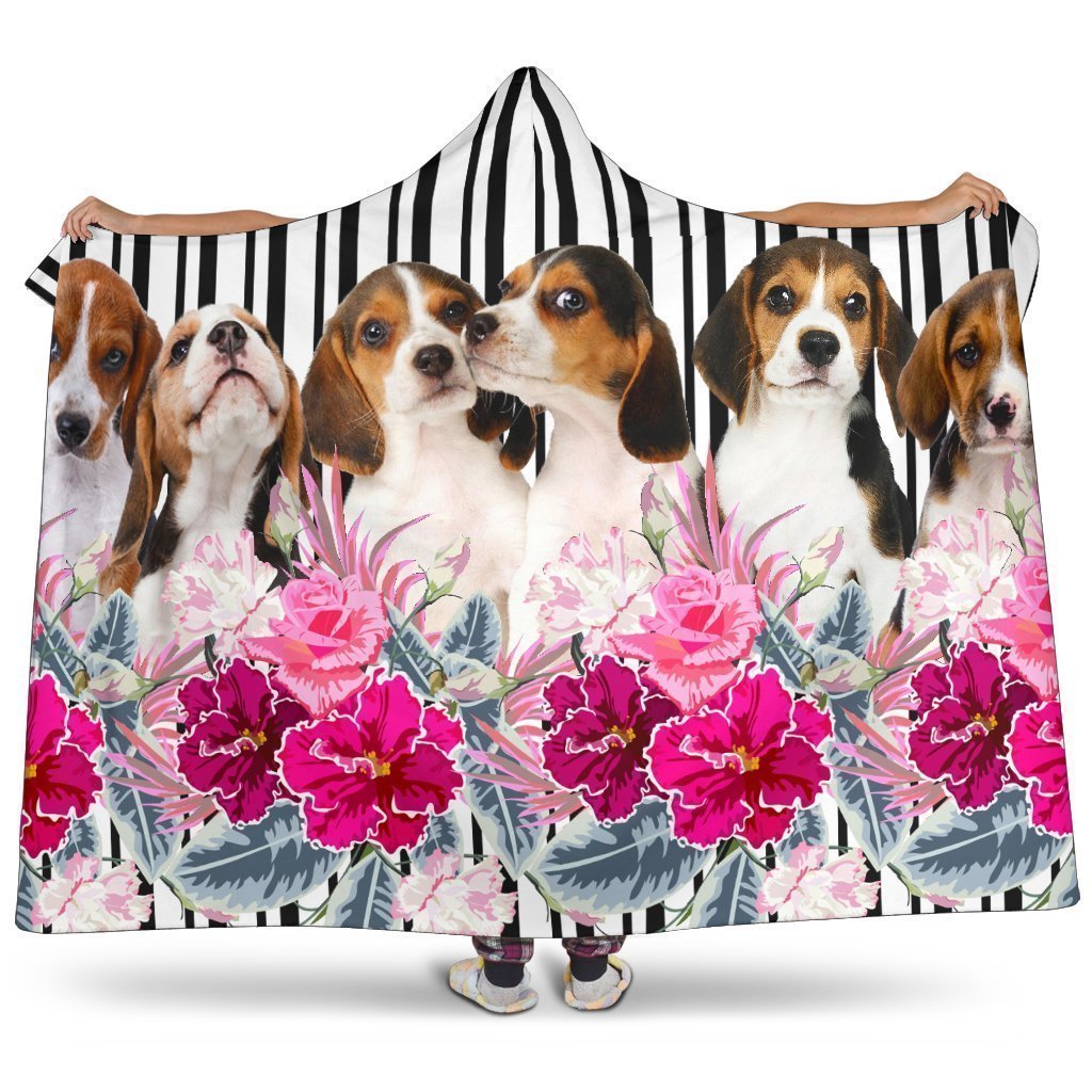 Floral Beagle Hooded Blanket For Dog Love