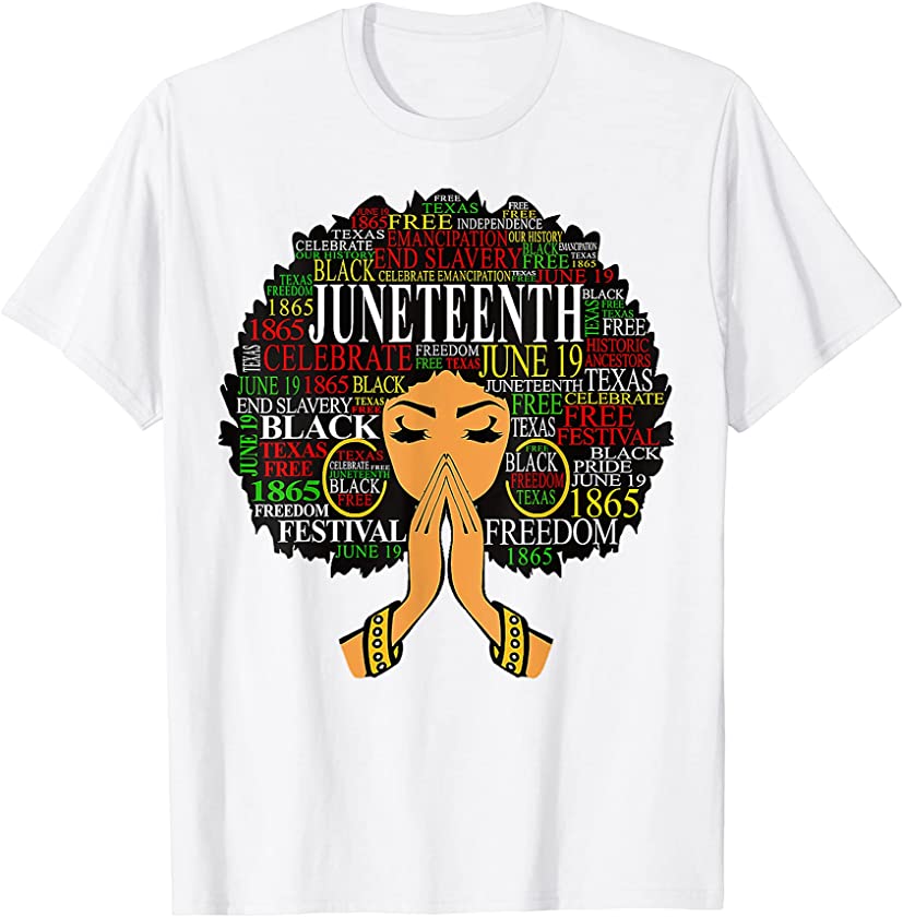 Womens Juneteenth Melanin Black Women Natural Hair Afro Word T-Shirt