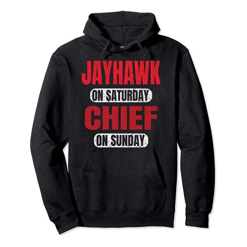 Jayhawk on Saturday Chief on Sunday Kansas City Funny Gift Pullover Hoodie, T Shirt, Sweatshirt