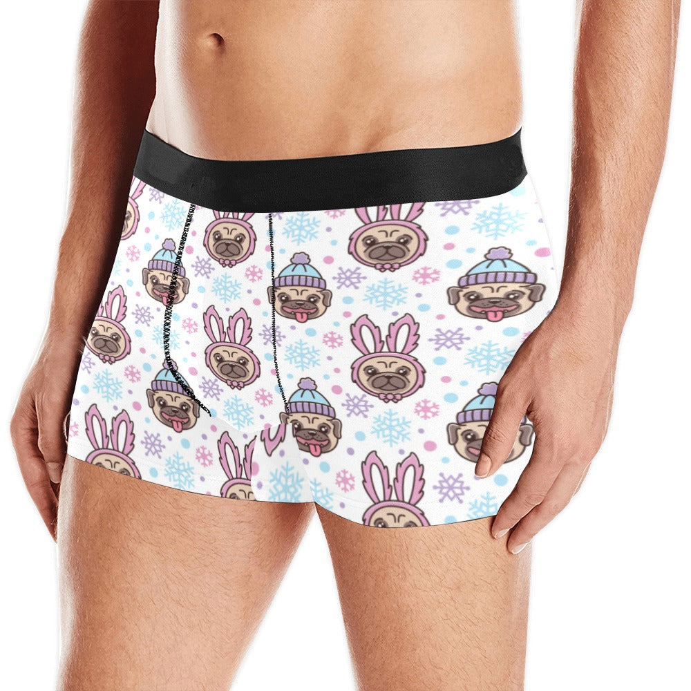 Cute Pug Hat Rabbit Costume Pattern Men’S All Over Print Boxer Briefs Men’S Underwear