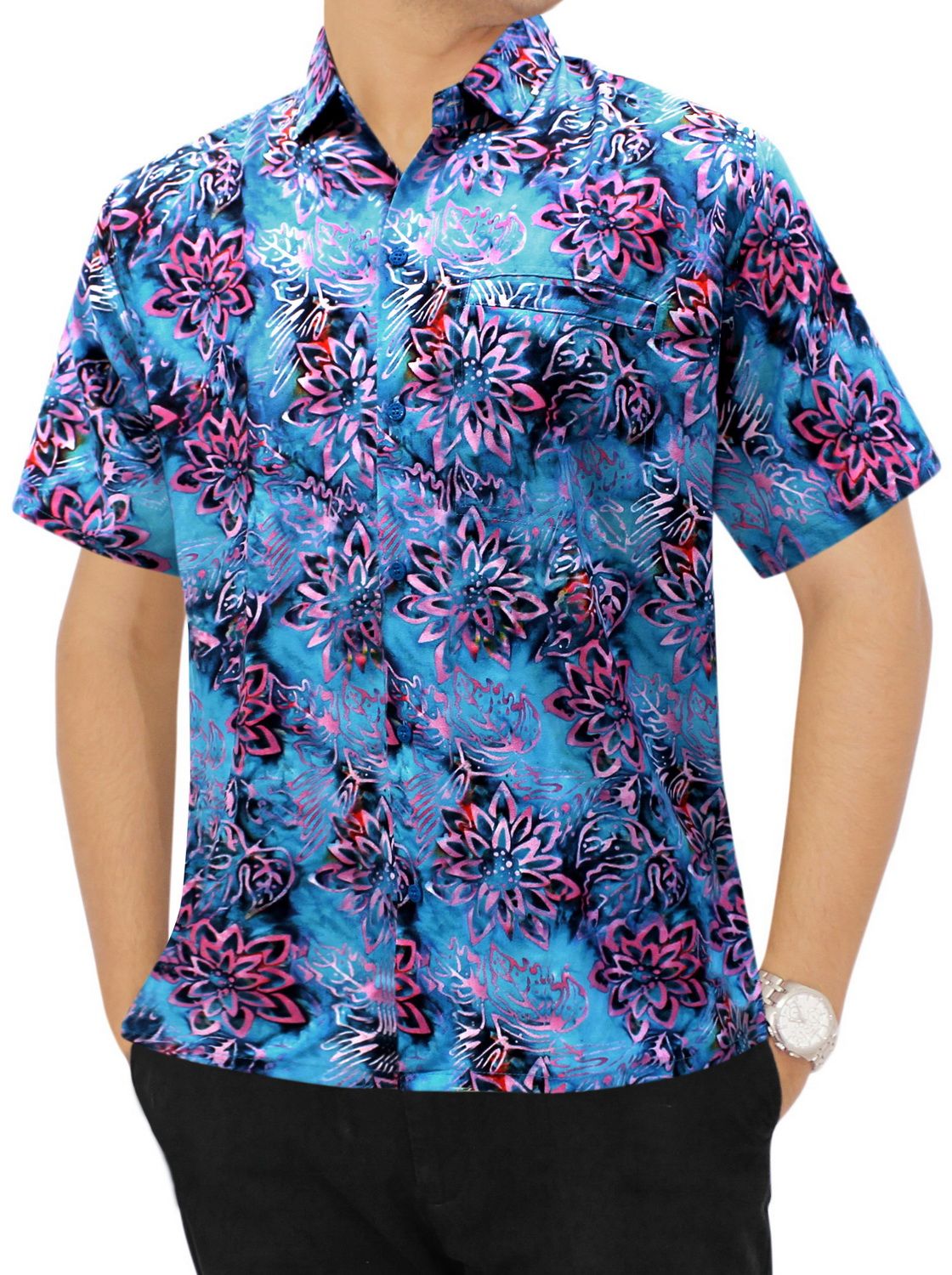 Hibiscus Floral Blue Nice Design Hawaii Shirt Ha22293